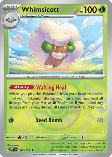 Whimsicott 008/131 - Pokémon Prismatic Evolutions (Master Ball Holo)
